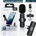K9 Wireless Dual Microphone Professional Lapel Lavalier Microphone Noise for Type C